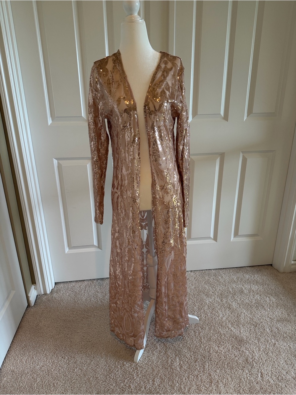 Rose gold sequin duster size small - perfect for concert or wedding